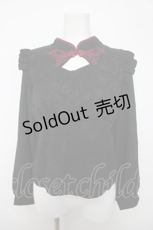 画像: axes femme POETIQUE / チャイナバタフライ刺繍ブラウス  黒 Y-26-04-03-056-AX-BL-SZ-ZY