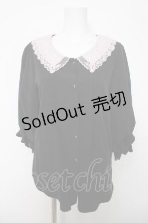 画像: axes femme POETIQUE / レース襟ブラウス  黒 Y-26-04-03-057-AX-BL-SZ-ZY