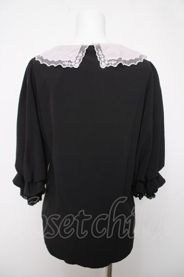 画像2: axes femme POETIQUE / レース襟ブラウス  黒 Y-26-04-03-057-AX-BL-SZ-ZY (2)