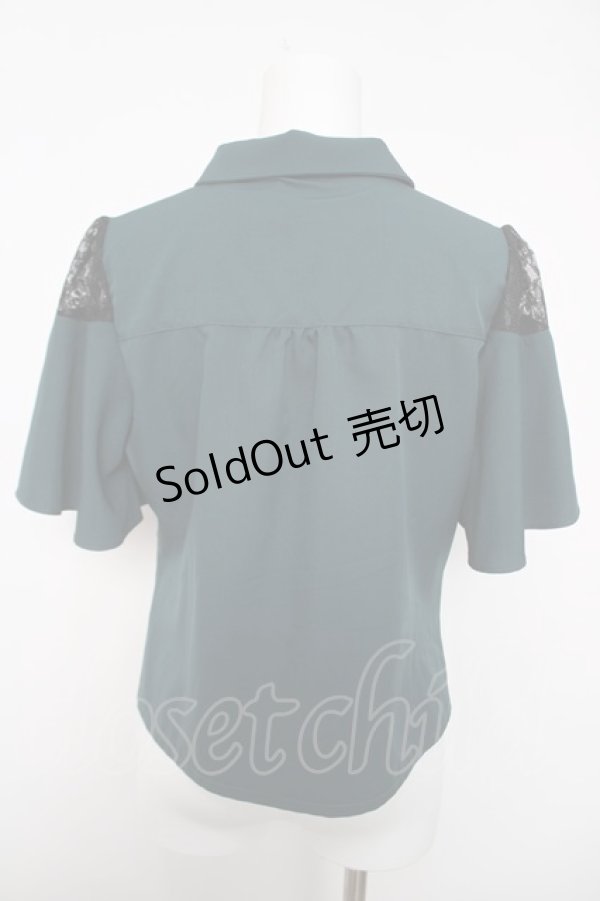 画像2: axes femme / ギャザーカケルフレアスリーブブラウス  グリーン Y-26-04-03-058-AX-BL-SZ-ZY (2)