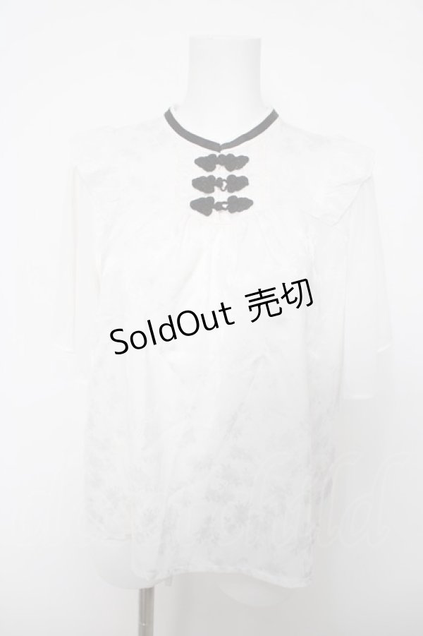 画像1: axes femme / ジャカードチャイナブラウス  白 Y-26-04-03-061-AX-BL-SZ-ZY (1)