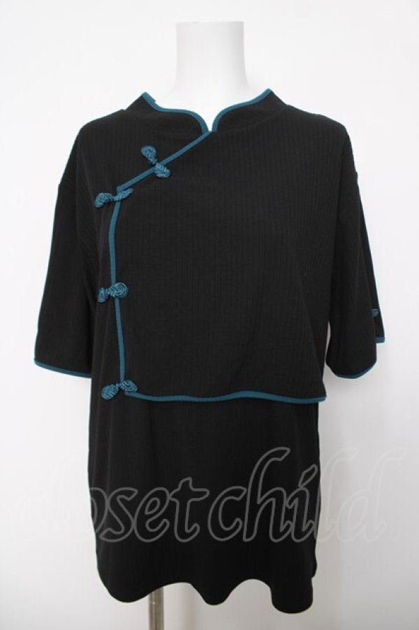 画像1: axes femme / マオカラーチャイナ風トップス  黒 Y-26-04-03-064-AX-TO-SZ-ZY (1)