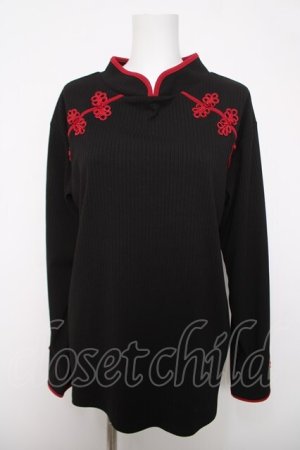 画像: axes femme / チャイナ釦マオカラープルオーバー  黒 Y-26-04-03-065-AX-TO-SZ-ZY