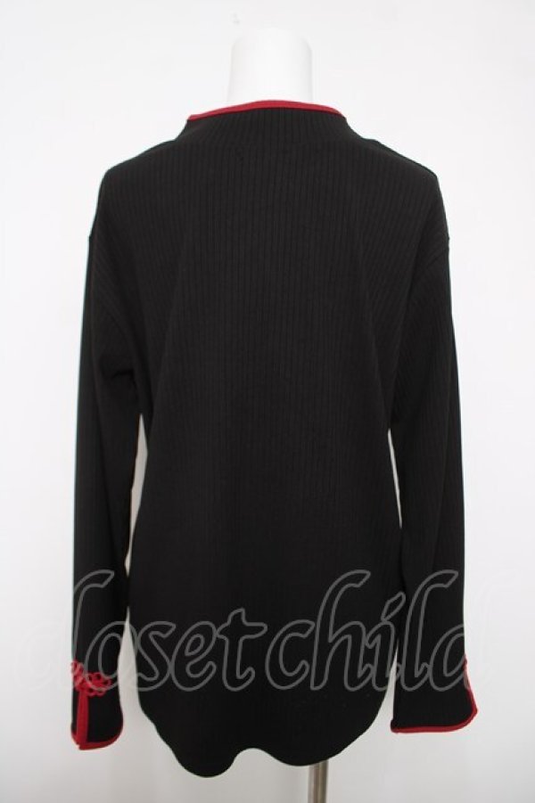 画像2: axes femme / チャイナ釦マオカラープルオーバー  黒 Y-26-04-03-065-AX-TO-SZ-ZY (2)