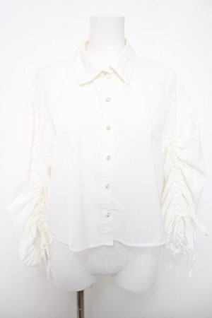 画像: axes femme / 袖ギャザーブラウス  白 Y-26-04-03-069-AX-BL-SZ-ZY