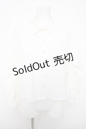 画像: axes femme / 袖ギャザーブラウス  白 Y-26-04-03-069-AX-BL-SZ-ZY