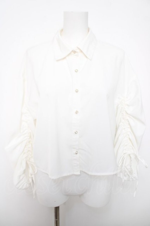 画像1: axes femme / 袖ギャザーブラウス  白 Y-26-04-03-069-AX-BL-SZ-ZY (1)