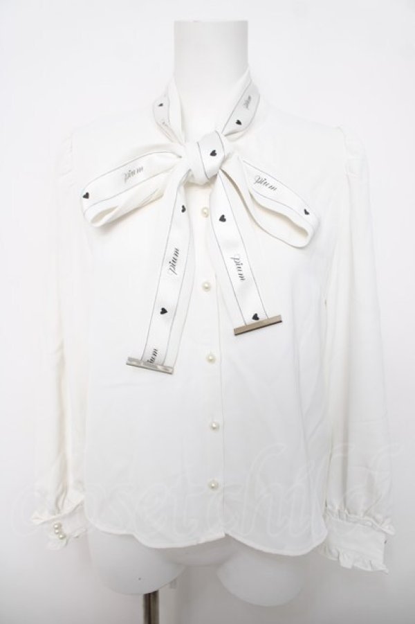 画像1: pium / プリントボウタイブラウス  白 Y-26-04-03-078-LO-BL-SZ-ZY (1)