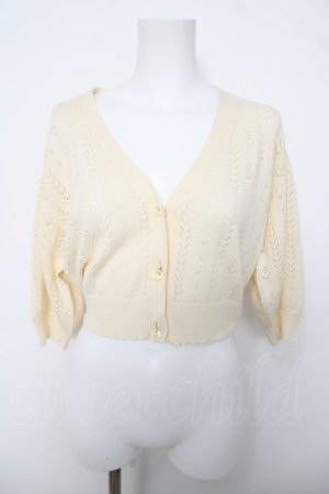 画像: F&A / ドライフラワー釦透かし編みカーディガン  生成り Y-26-04-03-082-LO-TO-SZ-ZY