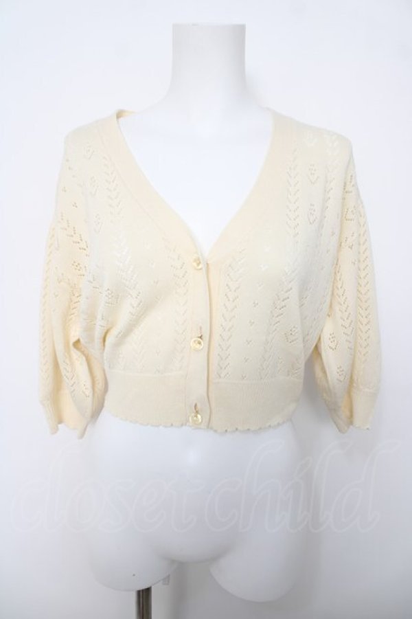 画像1: F&A / ドライフラワー釦透かし編みカーディガン  生成り Y-26-04-03-082-LO-TO-SZ-ZY (1)