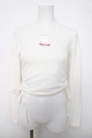 画像: Bon24Hiz / ハートくり抜きギャザートップス M 白 Y-26-04-03-083-LO-TO-SZ-ZY