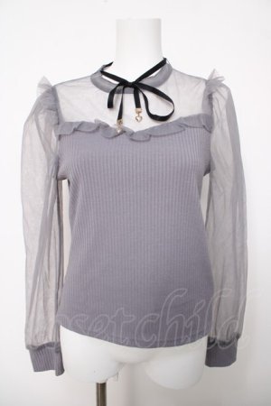 画像: Rojita / シアー切り替え異素材トップス M ブルー Y-26-04-03-084-LO-TO-SZ-ZY