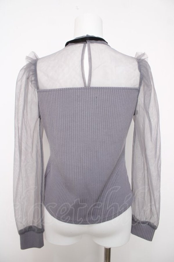 画像2: Rojita / シアー切り替え異素材トップス M ブルー Y-26-04-03-084-LO-TO-SZ-ZY (2)