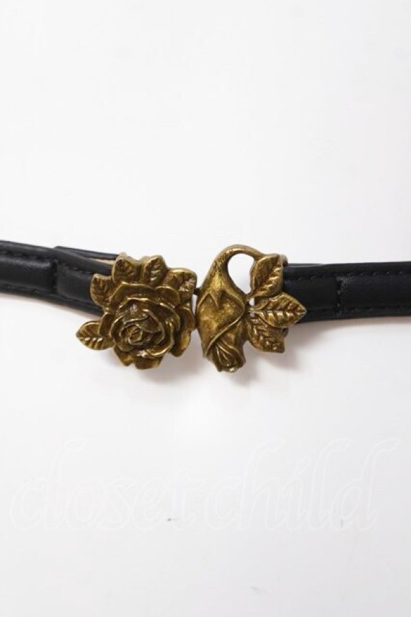 画像1: axes femme / バラモチーフ細ベルト  黒 Y-26-04-03-011-AX-SK-SZ-ZY (1)