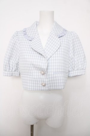 画像: evelyn / 千鳥柄ショートジャケット  サックス Y-26-04-03-088-LO-TO-SZ-ZY