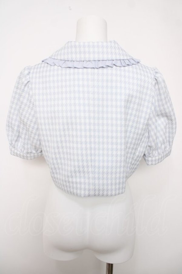 画像2: evelyn / 千鳥柄ショートジャケット  サックス Y-26-04-03-088-LO-TO-SZ-ZY (2)