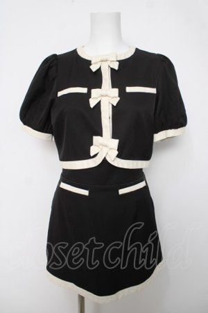 画像: Bubbles / レザートリミングリボンセットアップ F ブラック Y-26-04-03-089-CA-OP-SZ-ZY