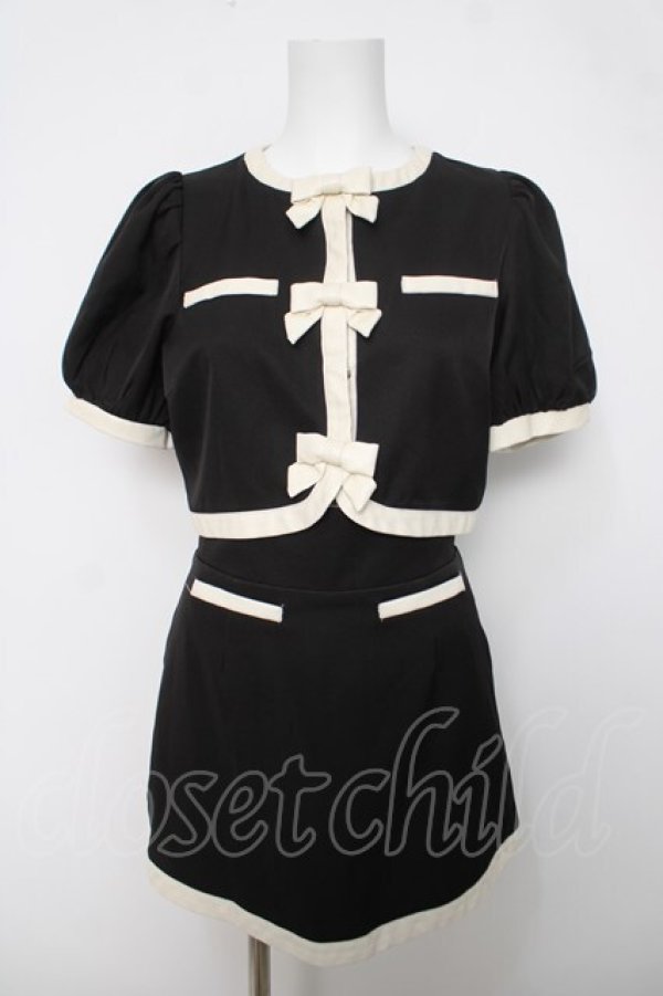 画像1: Bubbles / レザートリミングリボンセットアップ F ブラック Y-26-04-03-089-CA-OP-SZ-ZY (1)