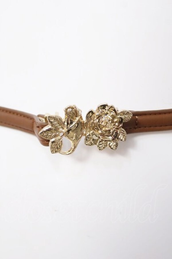 画像1: axes femme / バラモチーフ細ベルト  茶 Y-26-04-03-012-AX-SK-SZ-ZY (1)