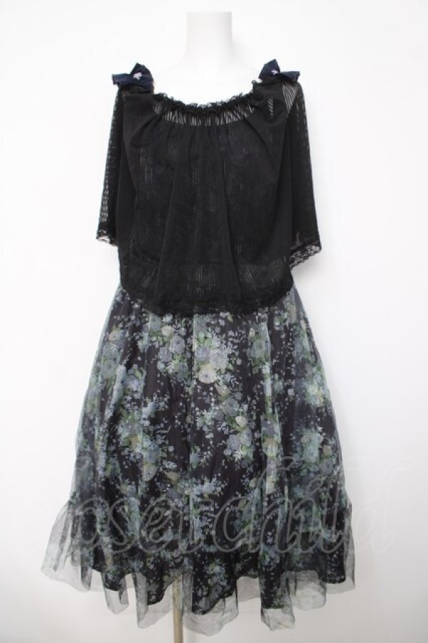 画像1: axes femme / 2wayバラ柄キャミワンピース  黒 Y-26-04-03-101-AX-OP-SZ-ZY (1)