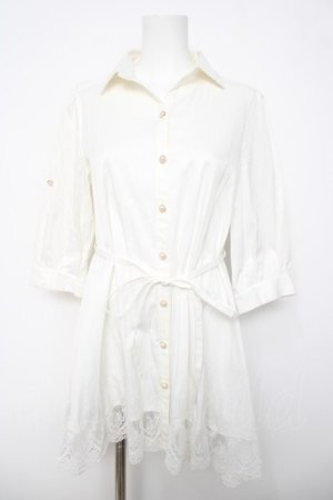 画像: axes femme / 裾レースシャツチュニック  白 Y-26-04-03-102-AX-TO-SZ-ZY