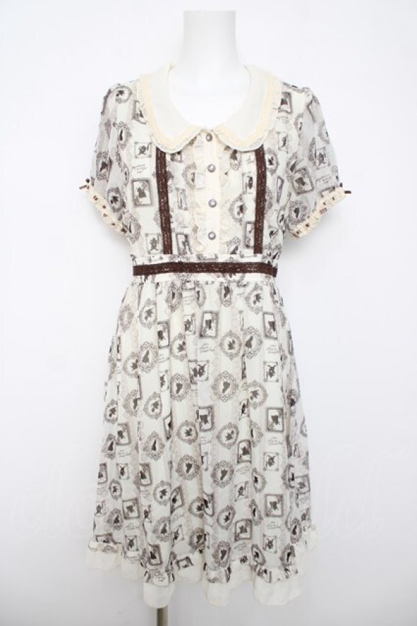 画像1: axes femme / シルエット柄ワンピース  生成り Y-26-04-03-103-AX-OP-SZ-ZY (1)