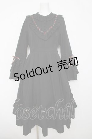 画像: axes femme / ローズ×リボン姫袖ワンピース M 黒 Y-26-04-03-107-AX-OP-SZ-ZY