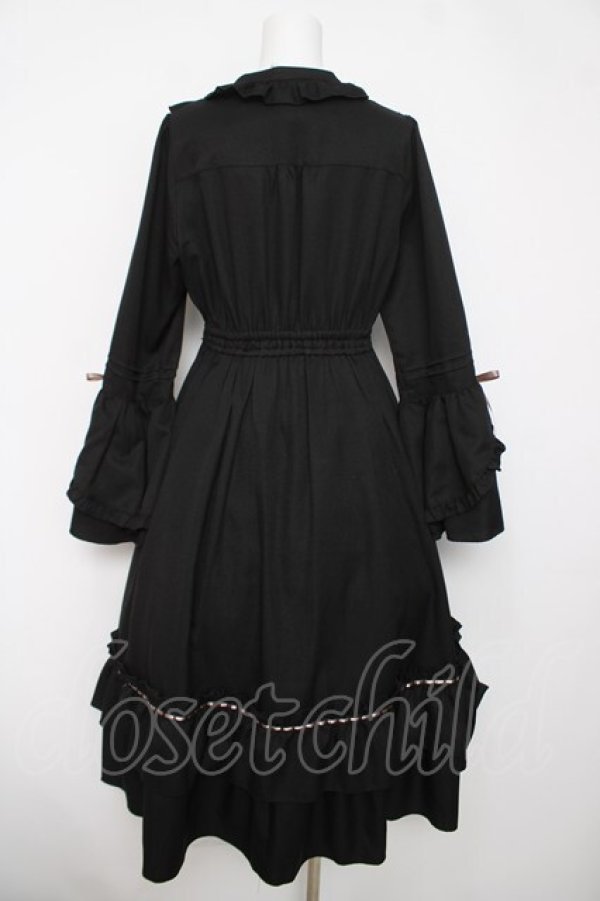 画像2: axes femme / ローズ×リボン姫袖ワンピース M 黒 Y-26-04-03-107-AX-OP-SZ-ZY (2)