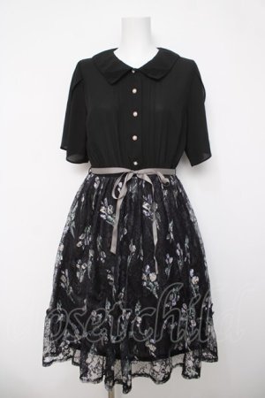 画像: axes femme / フラワーレース切り替えワンピース  黒 Y-26-04-03-108-AX-OP-SZ-ZY