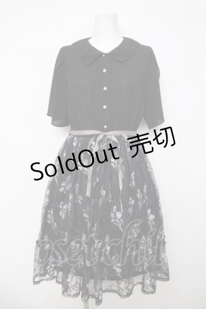 画像: axes femme / フラワーレース切り替えワンピース  黒 Y-26-04-03-108-AX-OP-SZ-ZY