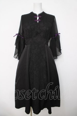 画像: axes femme POETIQUE / チャイナボタンフレア袖ワンピース  黒 Y-26-04-03-109-AX-OP-SZ-ZY