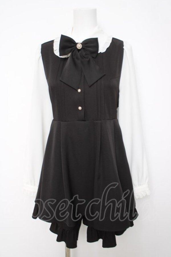 画像1: Amavel / リボン付きセットアップ  黒 Y-26-04-03-126-CA-OP-SZ-ZY (1)