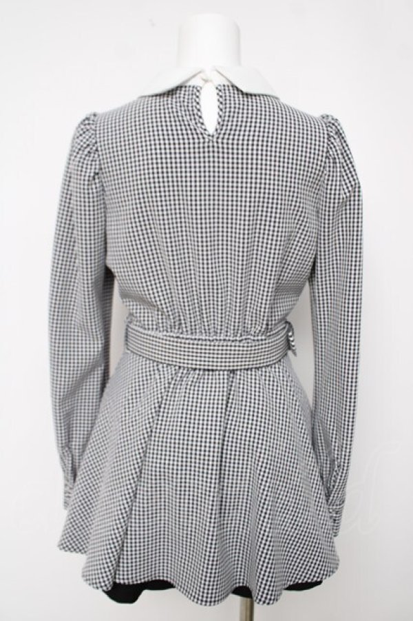 画像2: pium / 襟付きペプラムセットアップ F 黒ギンガム Y-26-04-03-135-LO-OP-SZ-ZY (2)