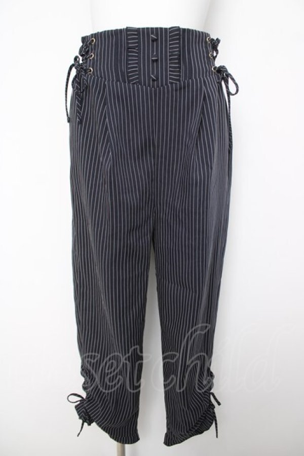 画像1: axes femme / ハイウエストストライプパンツ  紺 Y-26-04-03-137-AX-PA-SZ-ZY (1)