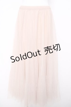 画像: axes femme / ロングチュールスカート  ベージュ Y-26-04-03-144-AX-SK-SZ-ZY