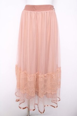 画像: axes femme / レース×チュールスカート  サーモンピンク Y-26-04-03-145-AX-SK-SZ-ZY