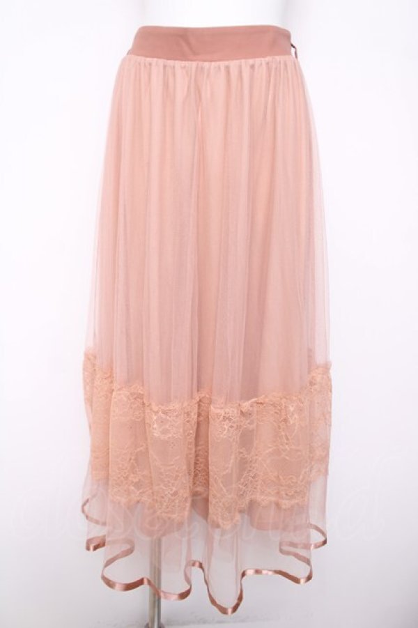 画像1: axes femme / レース×チュールスカート  サーモンピンク Y-26-04-03-145-AX-SK-SZ-ZY (1)