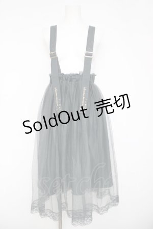 画像: axes femme POETIQUE / 刺繍サス付チュールスカート  グリーン Y-26-04-03-154-AX-SK-SZ-ZY