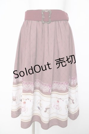 画像: axes femme kawaii / レトロ喫茶ベルト付スカート  ボルドー Y-26-04-03-156-AX-SK-SZ-ZY