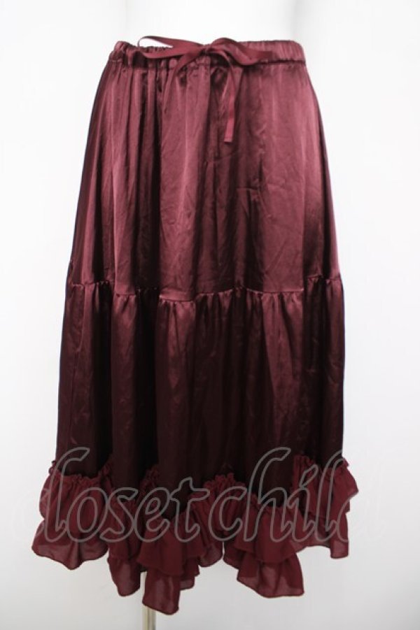 画像1: axes femme kawaii / ミディフリルペチスカート  ワイン Y-26-04-03-163-AX-SK-SZ-ZY (1)