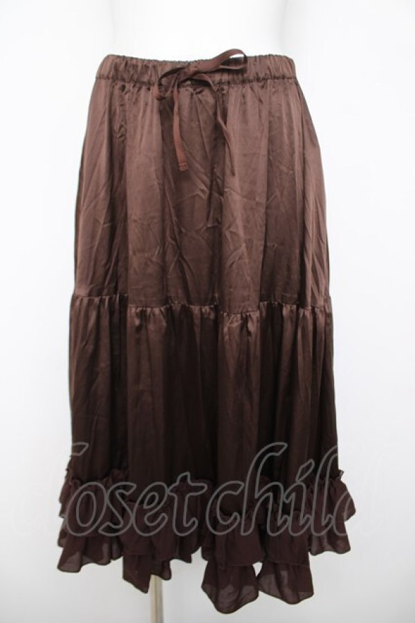 画像1: axes femme kawaii / ミディフリルペチスカート  ブラウン Y-26-04-03-166-AX-SK-SZ-ZY (1)