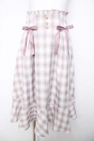 画像: Amavel / チェックフレアスカート  ピンク Y-26-04-03-168-CA-SK-SZ-ZY