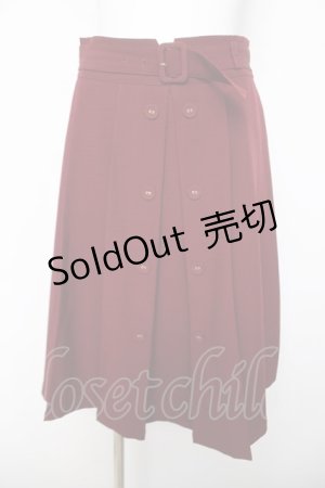 画像: Fi.n.t / ダブル釦プリーツスカート  ワイン Y-26-04-03-175-CA-SK-SZ-ZY