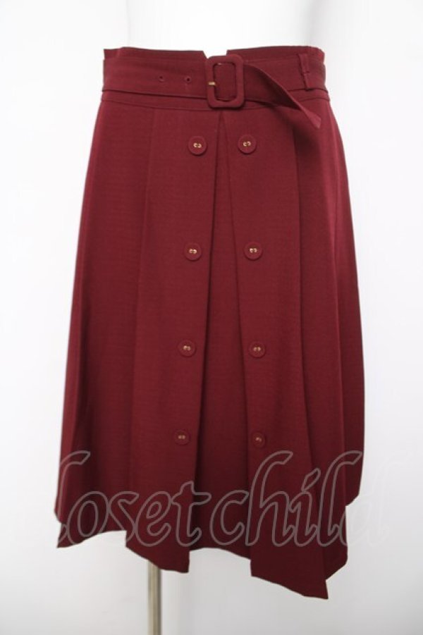 画像1: Fi.n.t / ダブル釦プリーツスカート  ワイン Y-26-04-03-175-CA-SK-SZ-ZY (1)