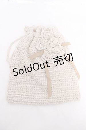 画像: INGEBORG / ニット巾着  生成り Y-26-04-03-033-LO-ZA-SZ-ZY