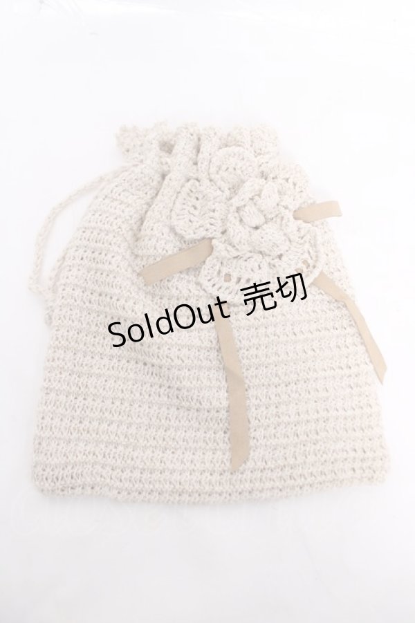 画像1: INGEBORG / ニット巾着  生成り Y-26-04-03-033-LO-ZA-SZ-ZY (1)