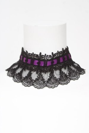 画像: ATELIER PIERROT / 梯子レースチョーカー  ブラック/パープル Y-26-04-03-003-EL-ZA-SZ-ZY