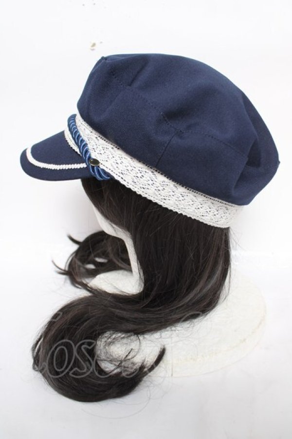 画像2: axes femme / コサージュ付きマリンキャス  紺 Y-26-04-03-042-AX-AC-SZ-ZY (2)