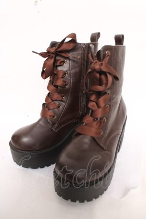 画像: axes femme POETIQUE / レースアップミドルブーツ L 茶 Y-26-04-03-043-AX-SH-SZ-ZY