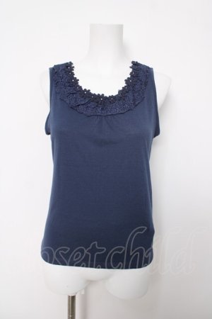 画像: axes femme / レースデザインタンク  紺 Y-26-04-03-045-AX-TO-SZ-ZY
